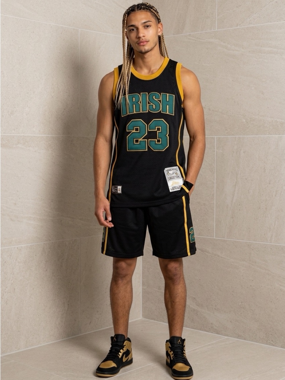 LeBron James Irish HIGHSCHOOL JERSEY No. 23 Black & Gold Basketball HGC 🔥 $125